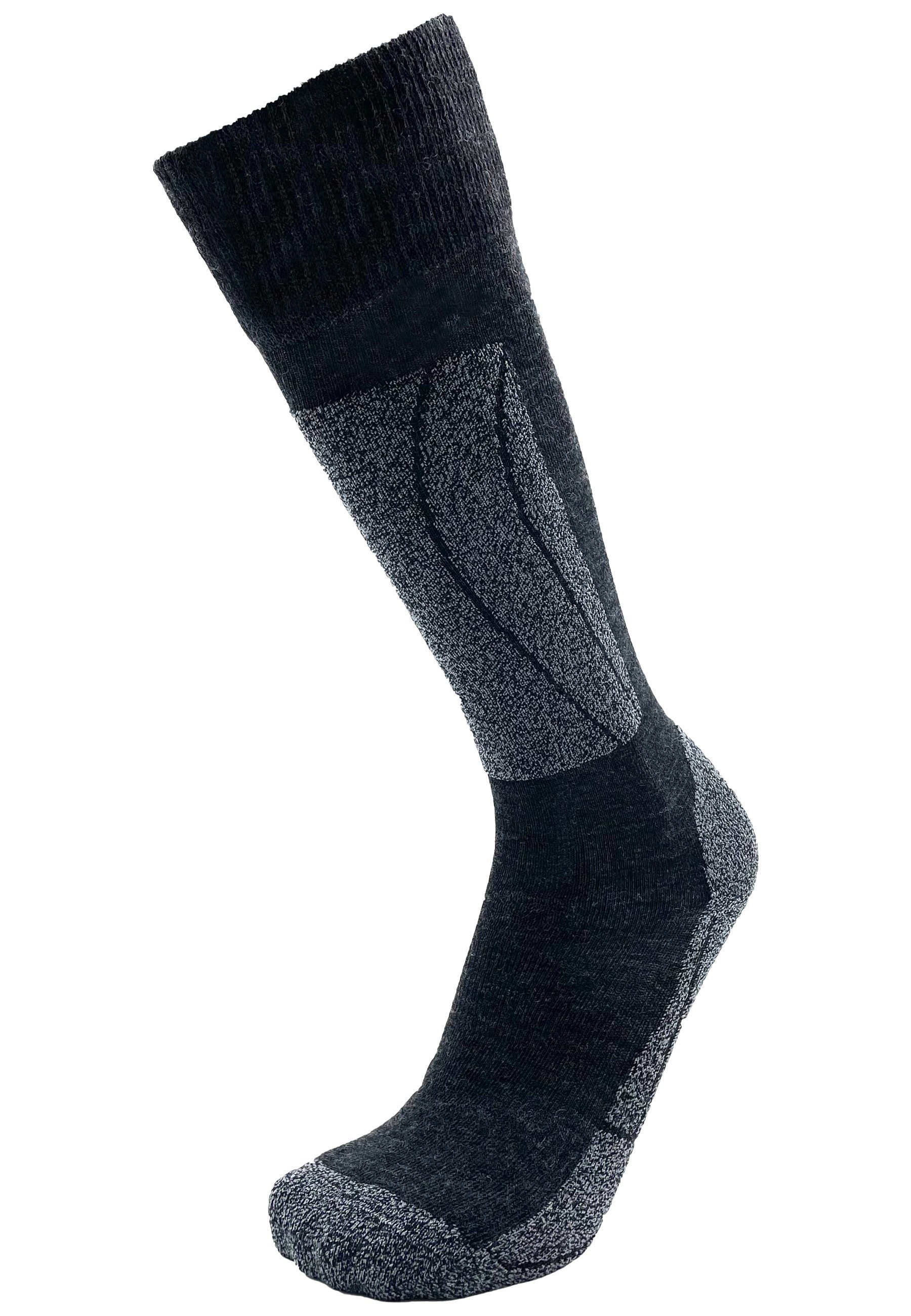 DRASSN Skisocken Fahrenberg Herren und Damen (1-Paar) aus Merino Wolle, gepolstertes und abriebfestes Schienbein-Pad