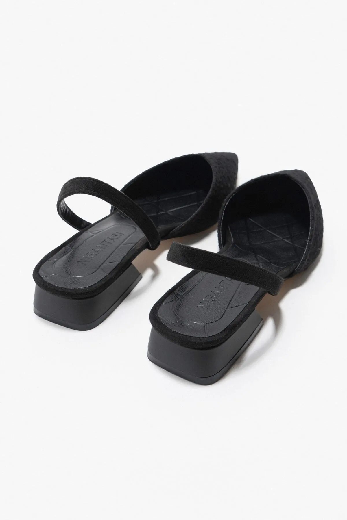 NİŞANTAŞI SHOES  Lorenzo Schwarzer Kelim-Ballerina für Damen mit spitzer Zehenpartie und elastischem Rücken