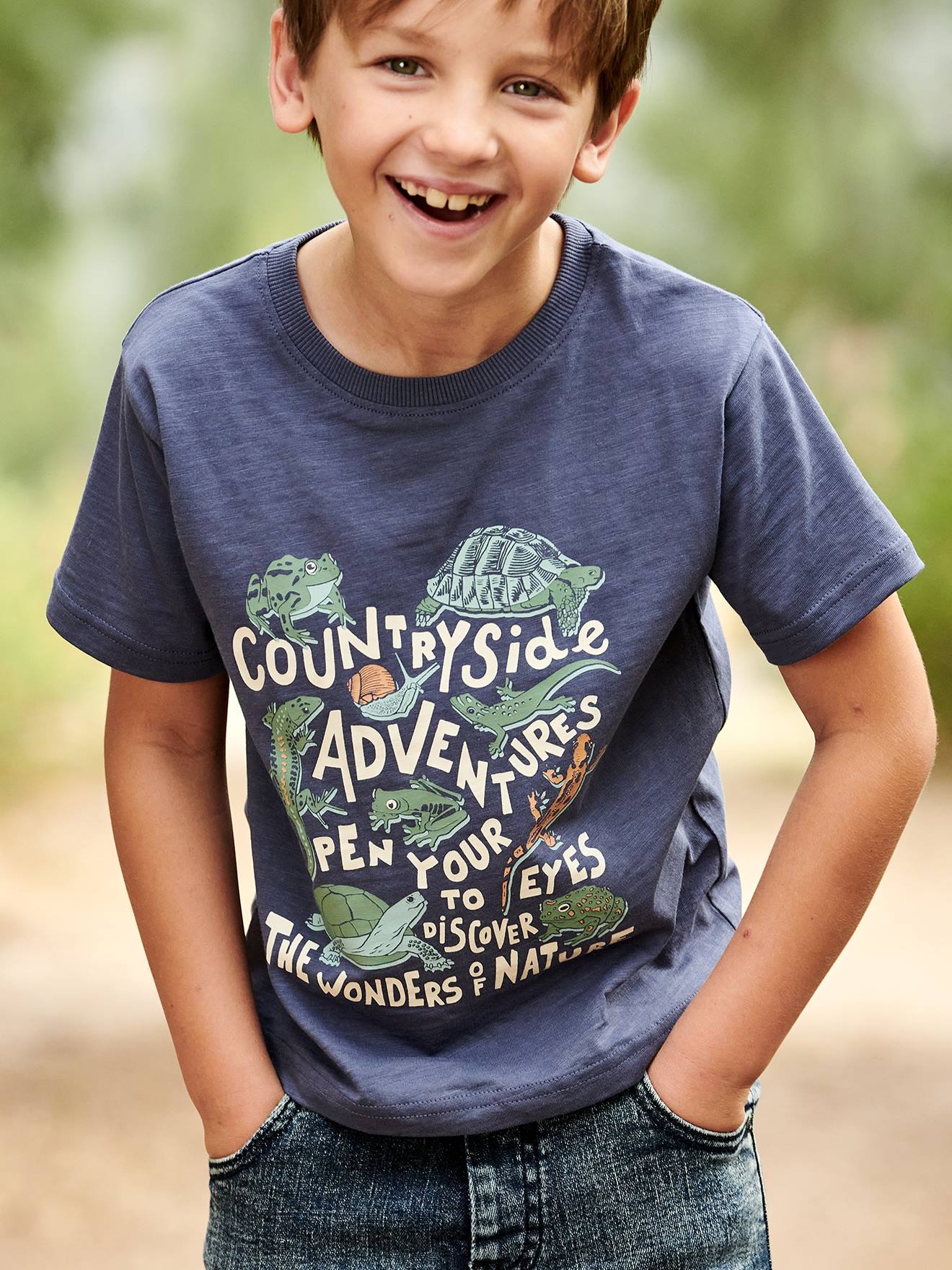 T-shirt animaux garçon bleu ardoise