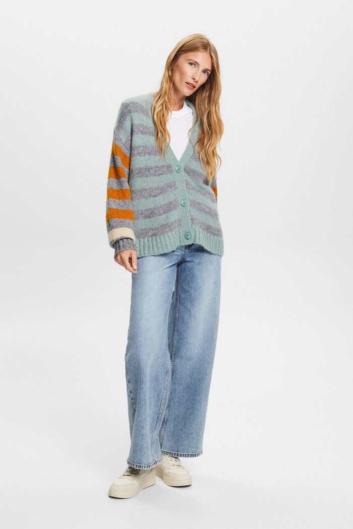 Gestreifter Cardigan aus Wollmix