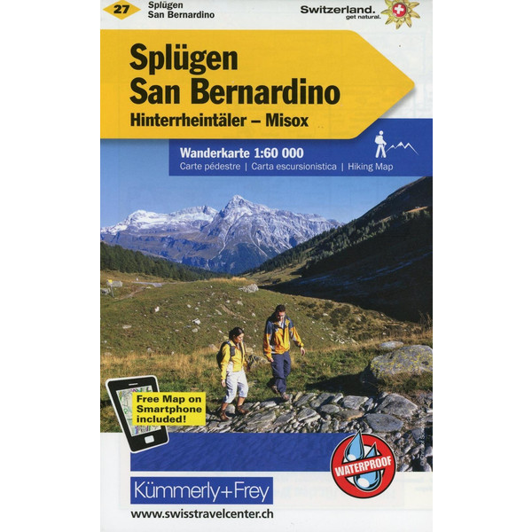 Splügen-San Bernardino, Hinterrheintäler, Misox Wanderkarte nr. 27 - Wanderkarte