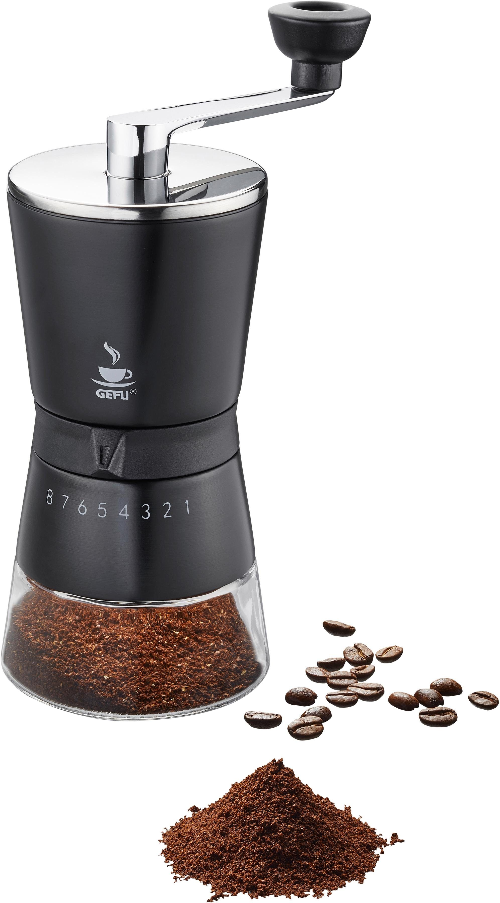 GEFU Kaffeemühle Santiago, Kegelmahlwerk, 8 Stufen Mahlwerk