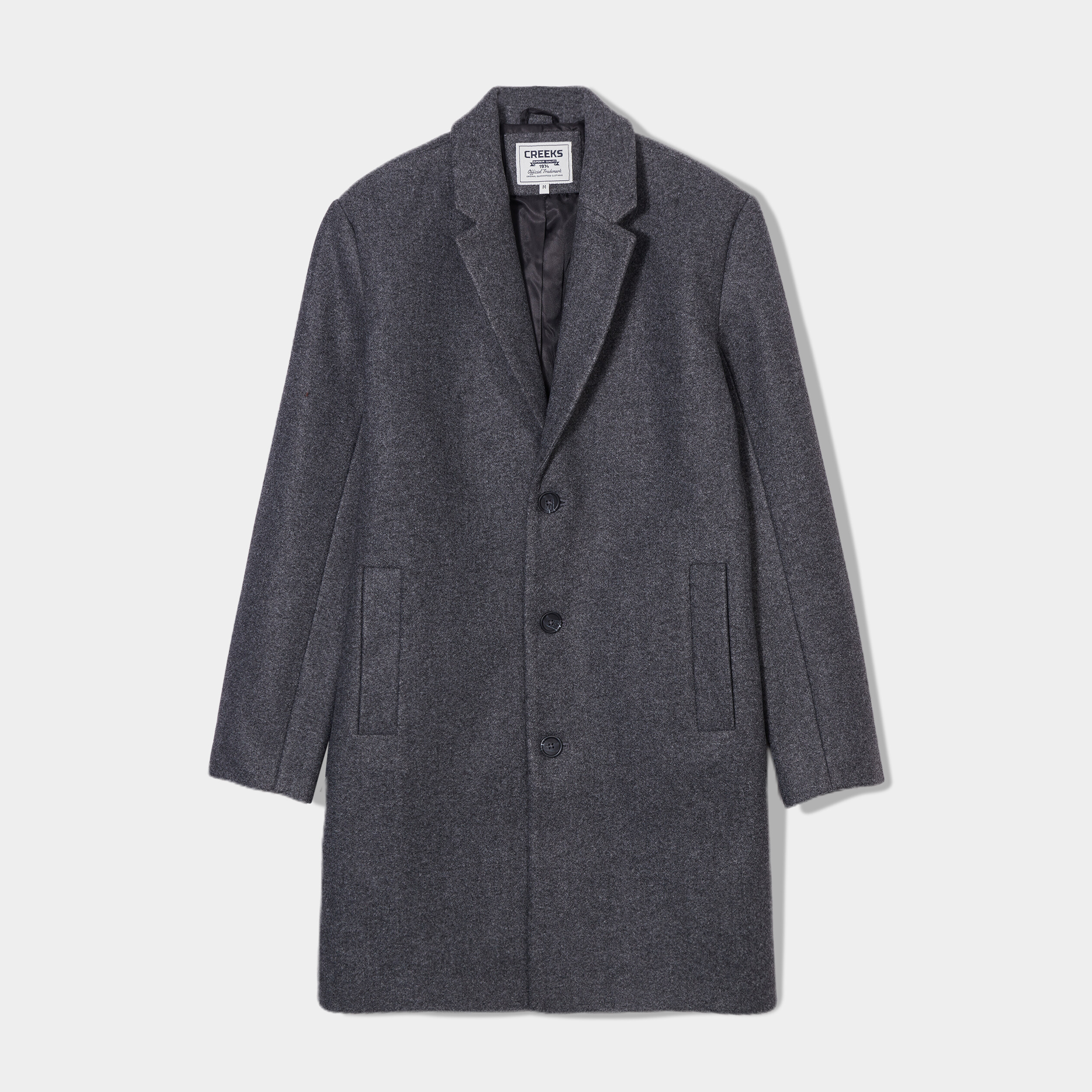 Manteau long fermeture boutonnée Creeks gris homme | La Halle