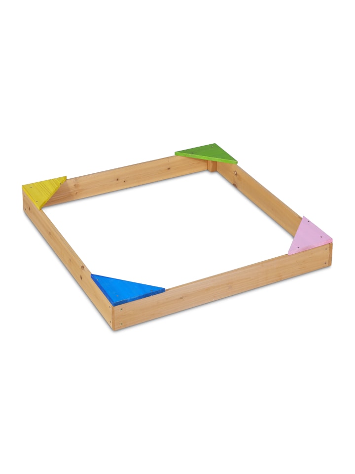 relaxdays Sandkasten in Natur - (B)90 x (H)11,5 x (T)90 cm günstig kaufen onesize