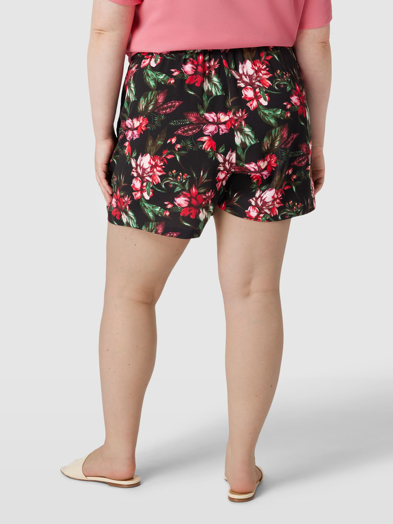 PLUS SIZE Shorts mit Allover-Muster Modell 'LUXFAB' in schwarz