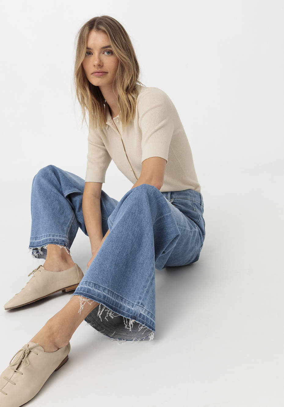 Jeans Wide Leg aus Bio-Denim mit Hanf