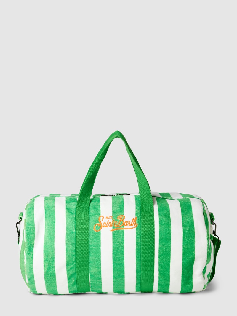 Duffle Bag mit Streifenmuster Modell 'JETLAG' in grün