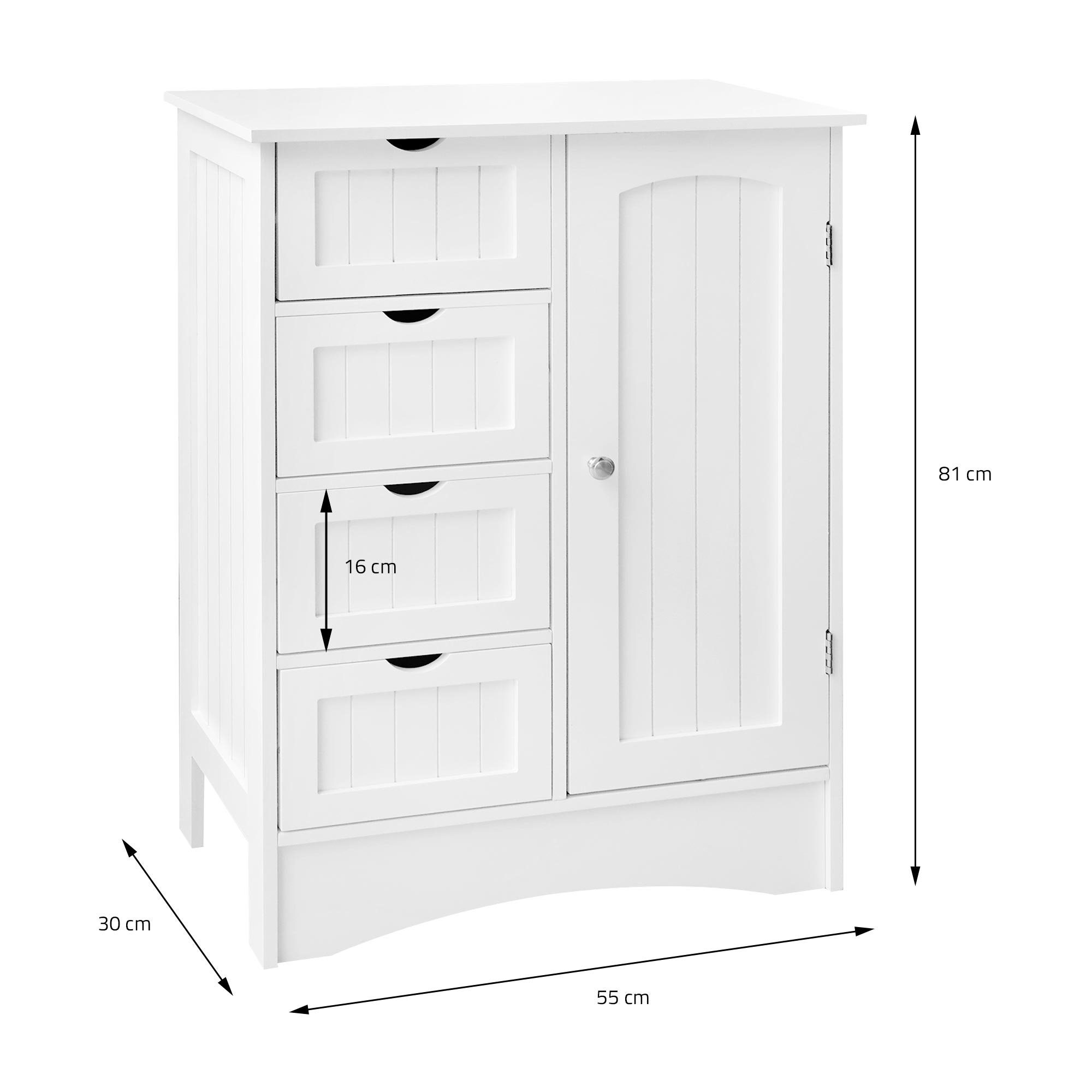 ML-DESIGN Badezimmer-Set Badezimmerschrank, Weiß 55x81x30cm Holz