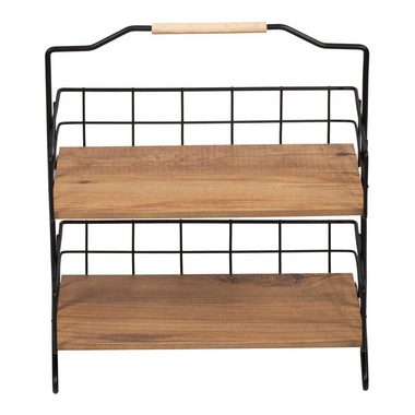 en.casa Badregal, Sallingsund Tischregal mit 2 Ablageflächen 41,5x32x15cm Schwarz/Holz
