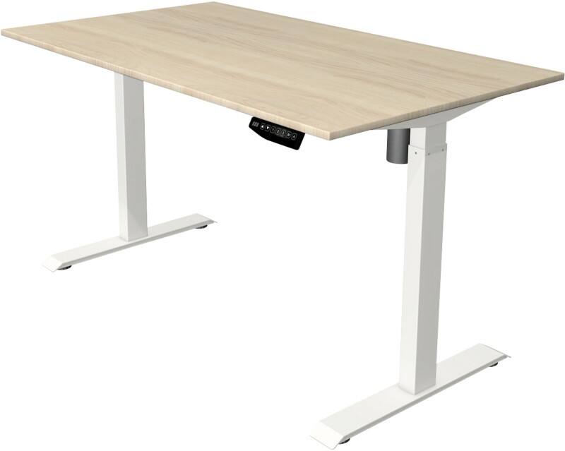 Kerkmann Move 1 Rechteckig Elektronisch Höhenverstellbarer Sitz-Stehschreibtisch Melamin, Stahl Ahorn, Weiß 1400 x 800 x 1230 mm