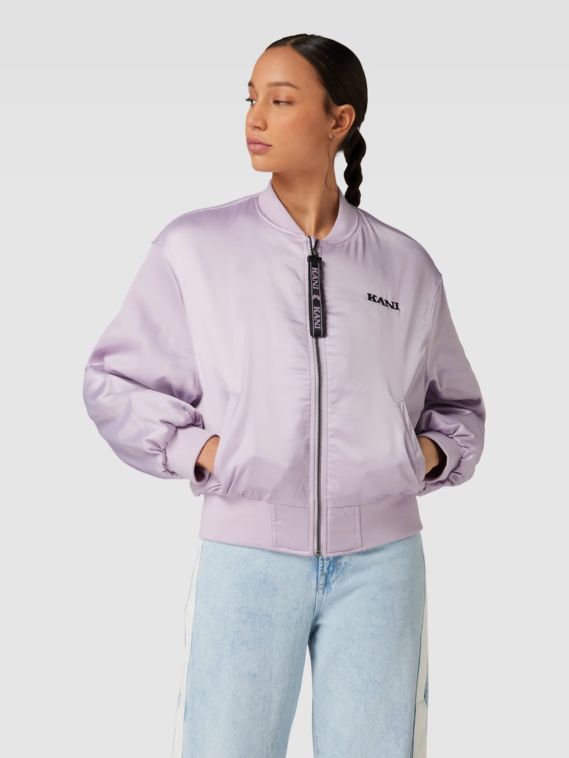 Jacke mit Label-Detail Modell 'RETRO SATIN' in hellrosa