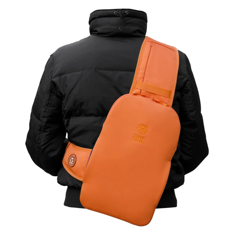 Snugbud Classic orange/blauer Rucksack mit Wärmflasche