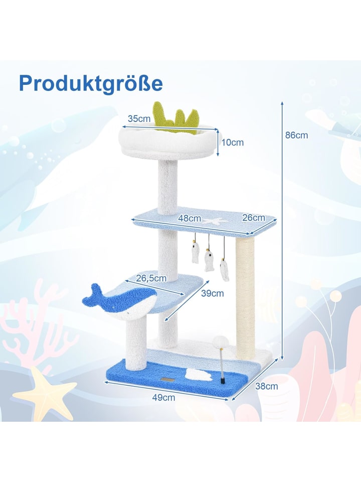 COSTWAY Kratzbaum 4-stöckig in Blau günstig kaufen onesize