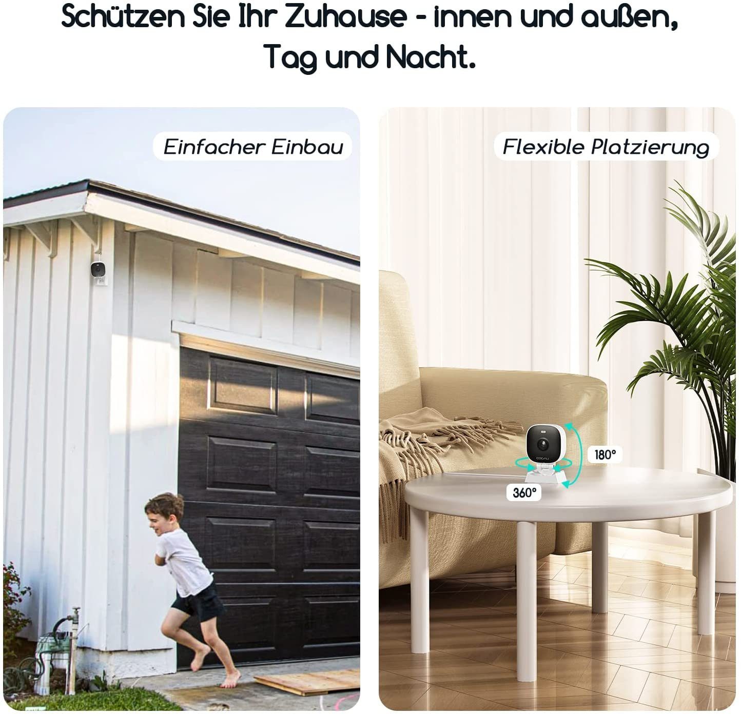 COOAU 2K Überwachungskamera Aussen WLAN,355°/90°Schwenkbar IP Kamera Outdoor Überwachungskamera (AuBenbereich, Innenbereich,Aussen,Drinnen, Wasserdicht Funktioniert,Kompatibel mit Alexa, mit Mensch Bewegungsmelder, Automatische Verfolgung,24/7 Aufnah