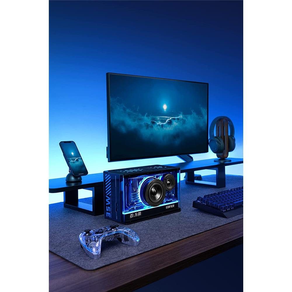 Edifier® QD35 Bluetooth-Lautsprechersystem Schwarz Lautsprechersystem (Bluetooth, 40 W, mit RGB-Lichteffekten und zwei Ladeanschlüssen)