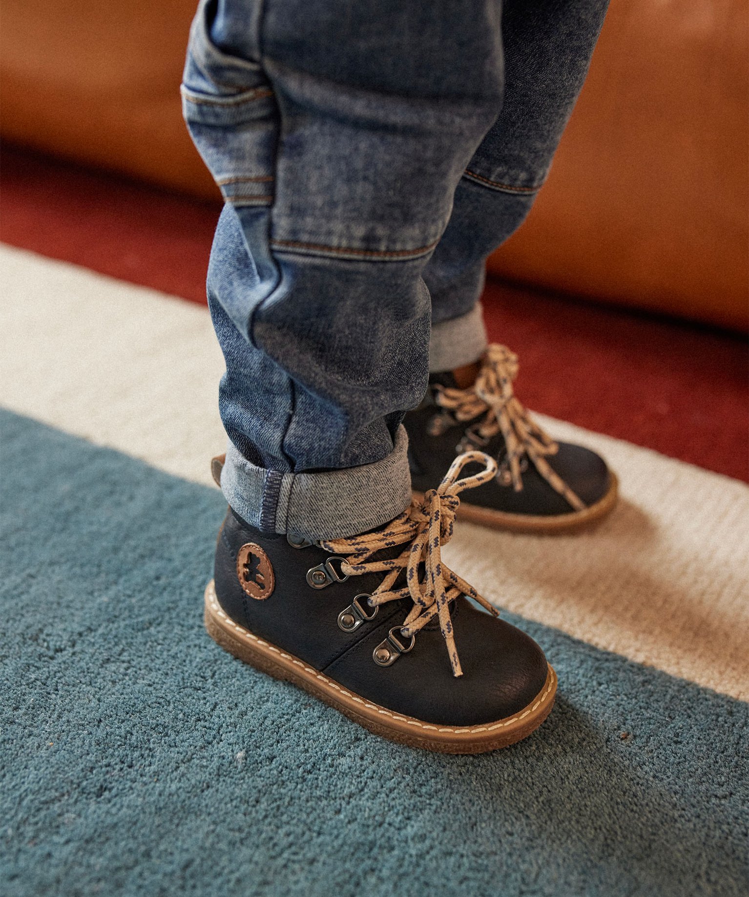 Jean extensible et ceinture contrastante bébé Garçon - L... denim | GEMO