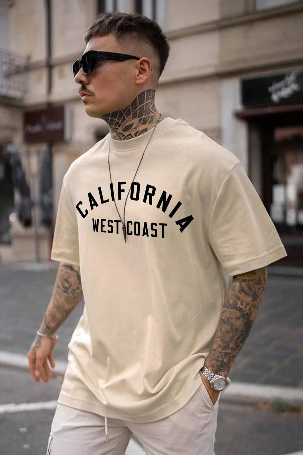 uyguntarz  T-Shirt - Beige - Regular Fit
