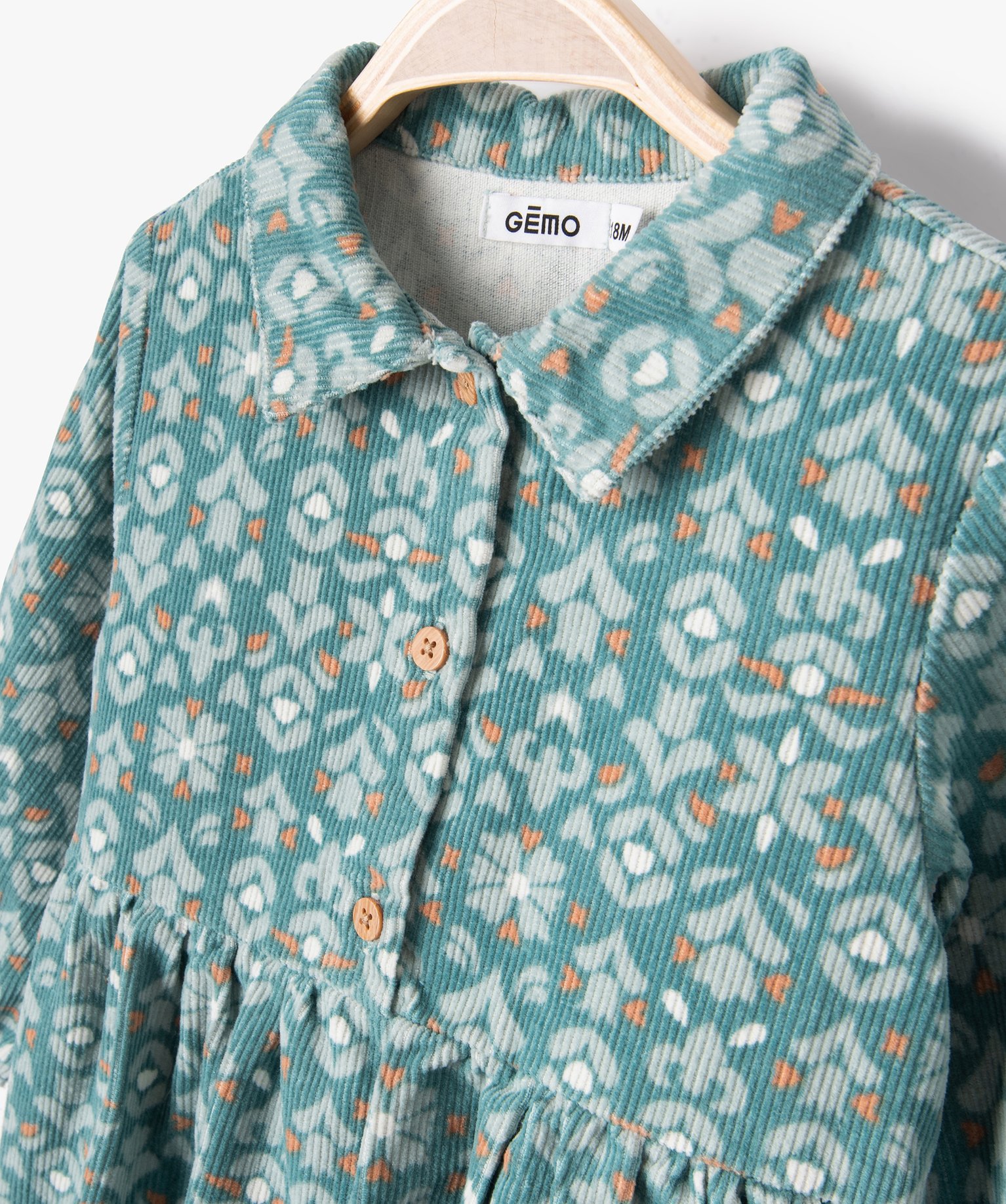 Ensemble 2 pièces bébé fille : robe en velours ctelé f... bleu | GEMO