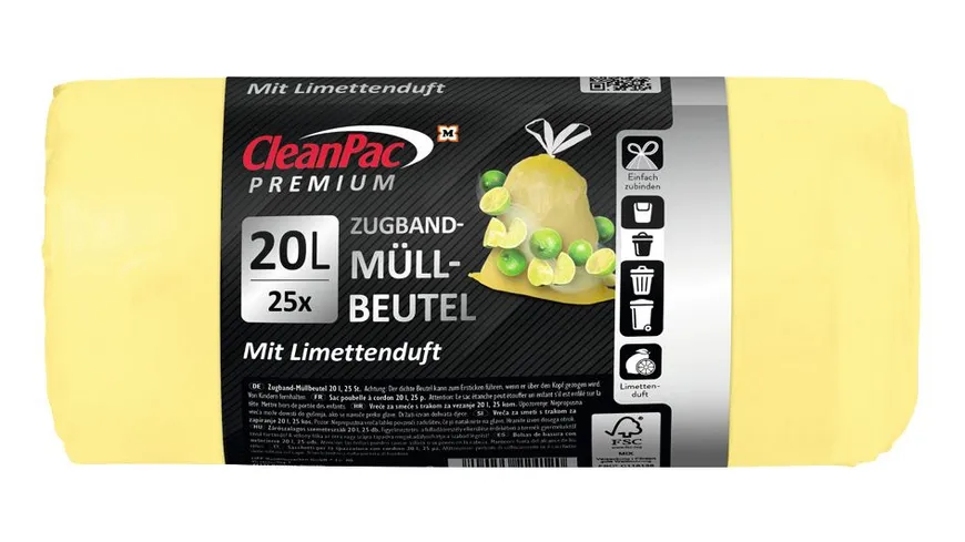 CleanPac Zugbandmüllbeutel mit Duft 20l