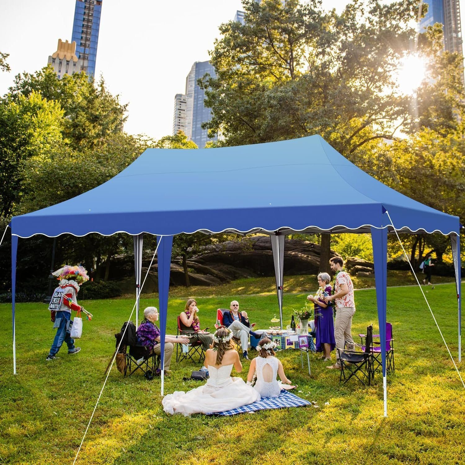 TLGREEN Pavillon Faltpavillon 3x6M, mit 4 Seitenwänden, Partyzelt UV Schutz 50+