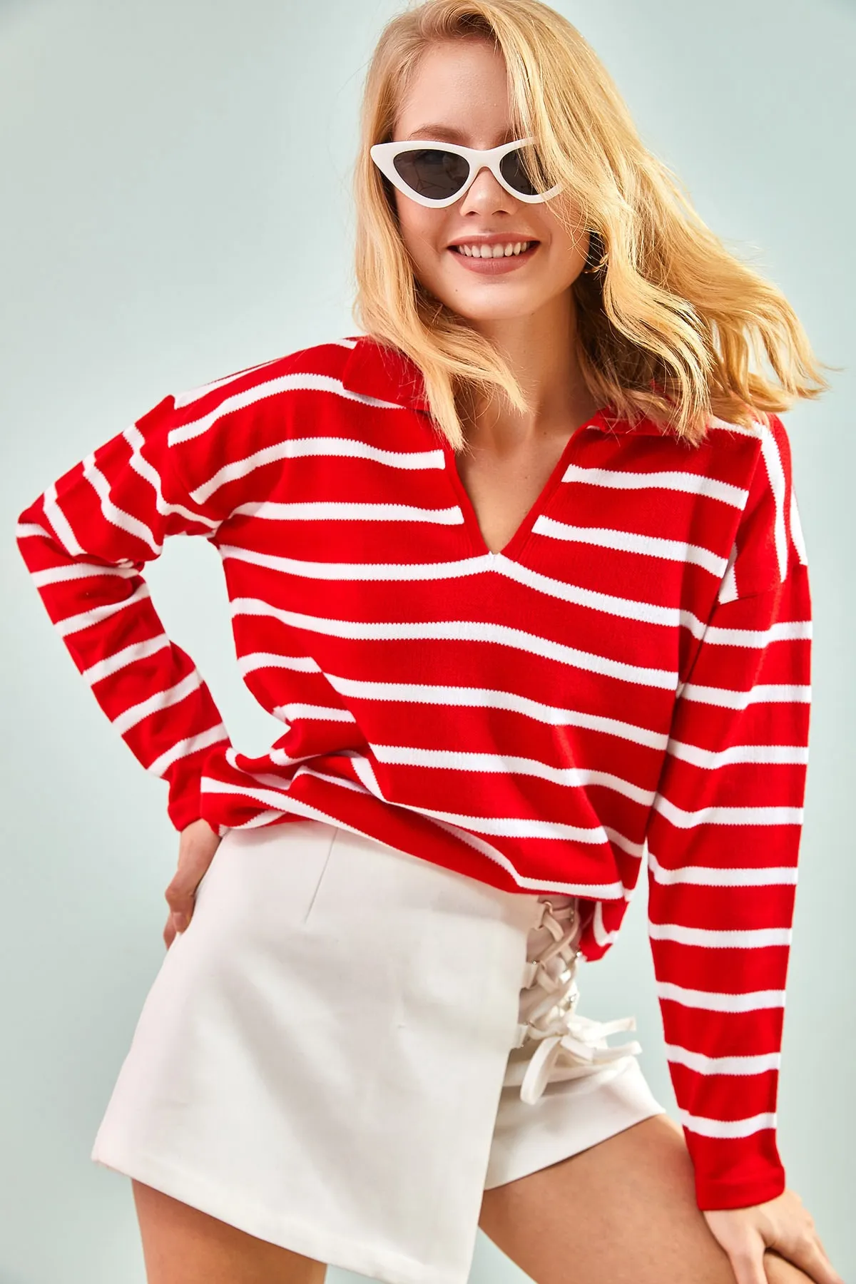 Bianco Lucci  Damen-Strickpullover mit Rollkragen und Streifenmuster