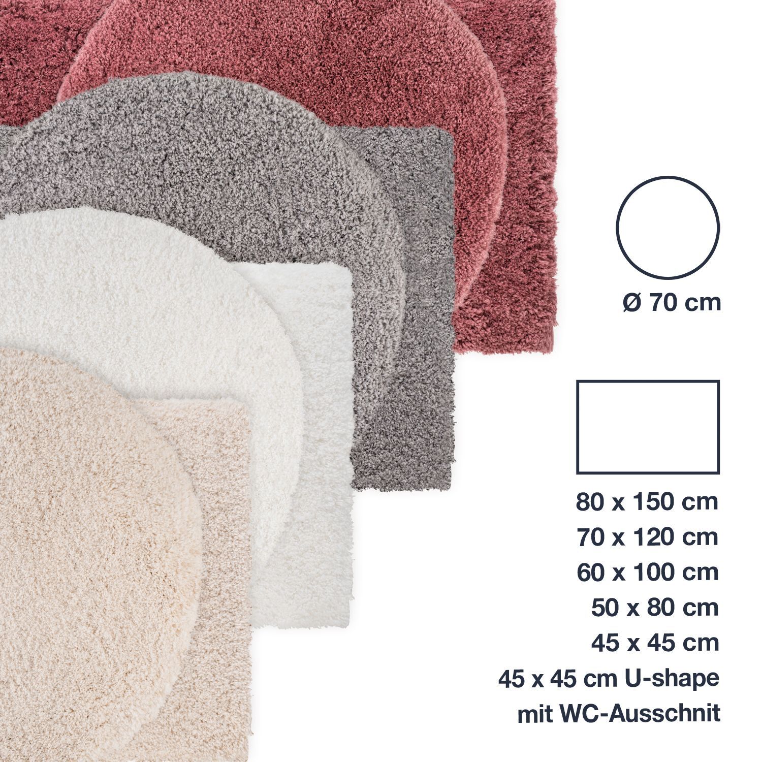 flauschiger Hochflor Premium Badezimmerteppich VIENNA