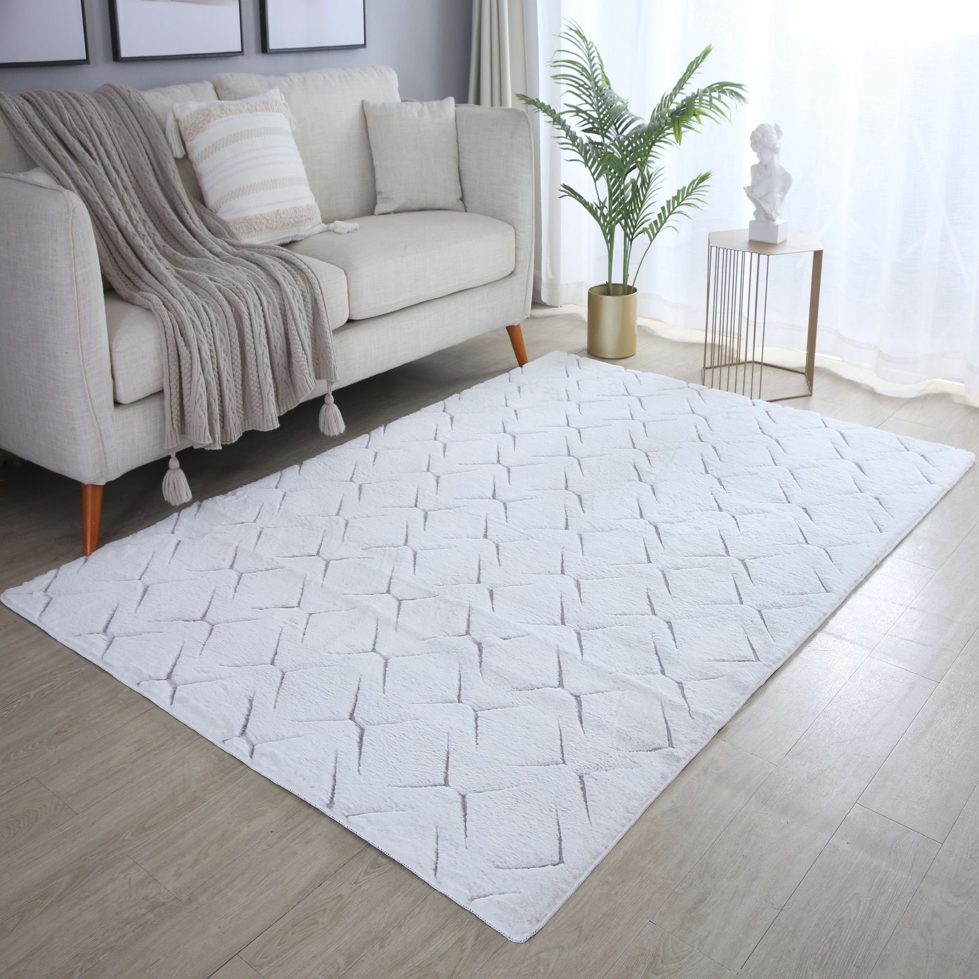 Fellteppich Skandinavisches Design, Carpetsale24, Läufer, Höhe: 15 mm, Teppich Wohnzimmer 3D Effekt Skandinavisches Design Felloptik