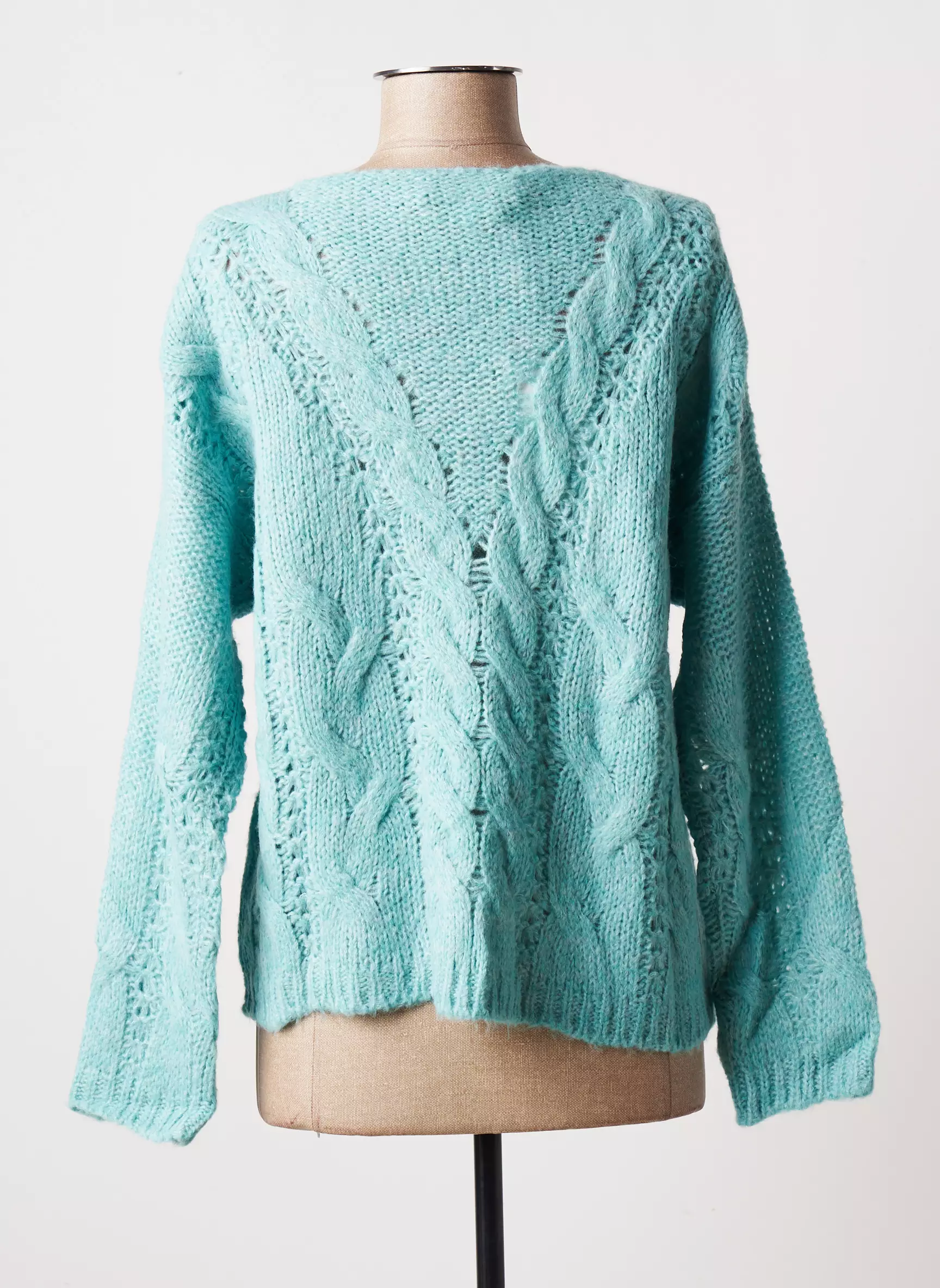 Blanc Boheme Pulls Femme couleur bleu