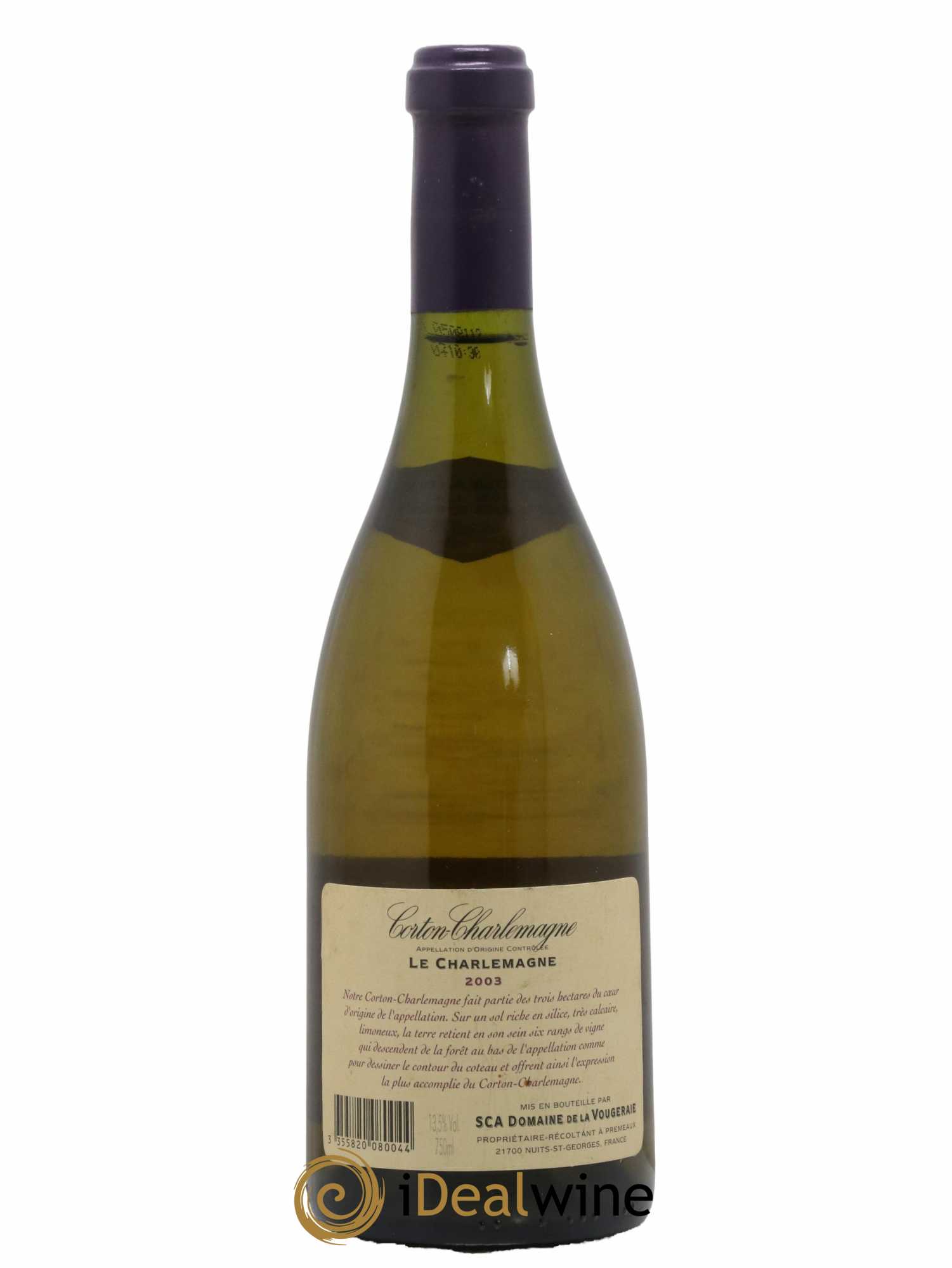 Corton-Charlemagne Grand Cru Le Charlemagne La Vougeraie  2003 - Lot de 1 Bouteille