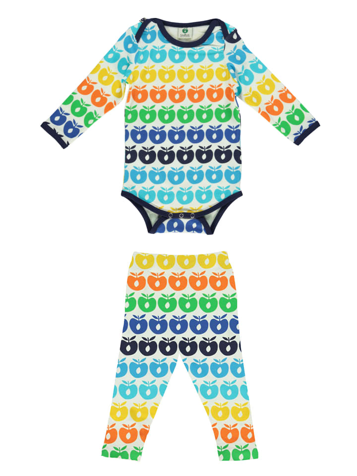 Småfolk Baby Body LS & Leggings Set Mini Retro Apples in Blue Atoll günstig kaufen