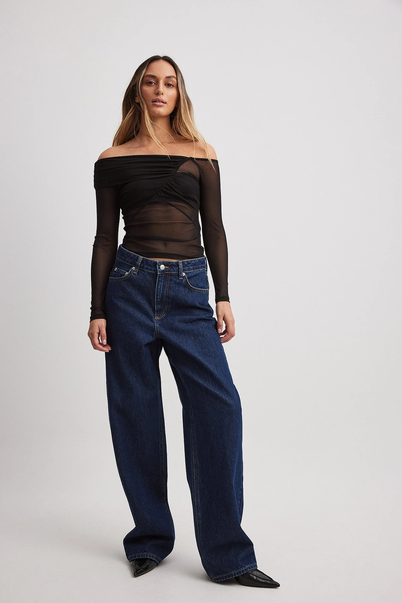 Drapiertes Top aus Mesh