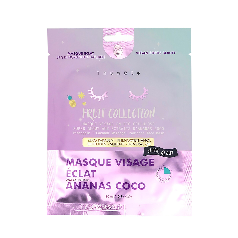 Inuwet MASQUE VISAGE ECLAT - ANANAS COCO, BIO CELLULOSE Masque visage