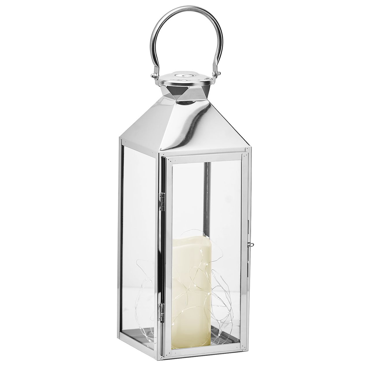 Weles Edelstahl Laterne, 15 x 14 x 40 cm mit LED