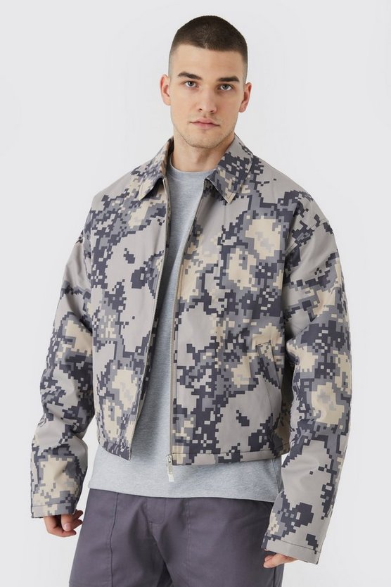 Tall kastige Camouflage Harrington-Jacke