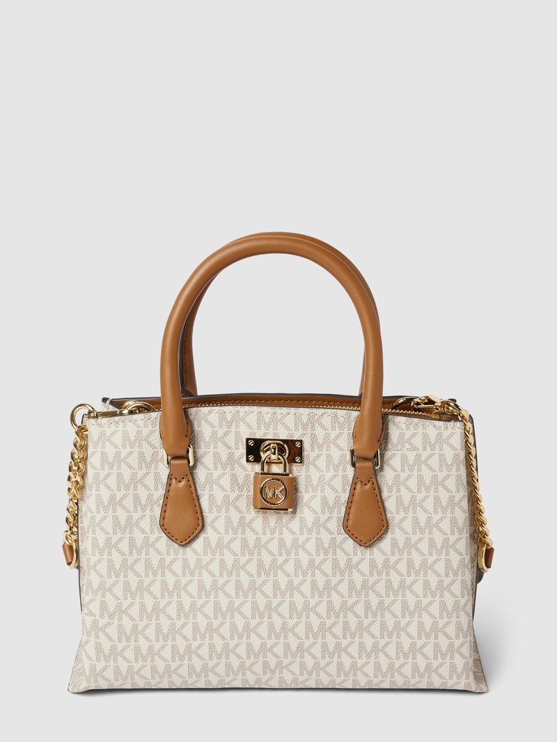 Handtasche mit Allover-Logo Modell 'RUBY' in ecru