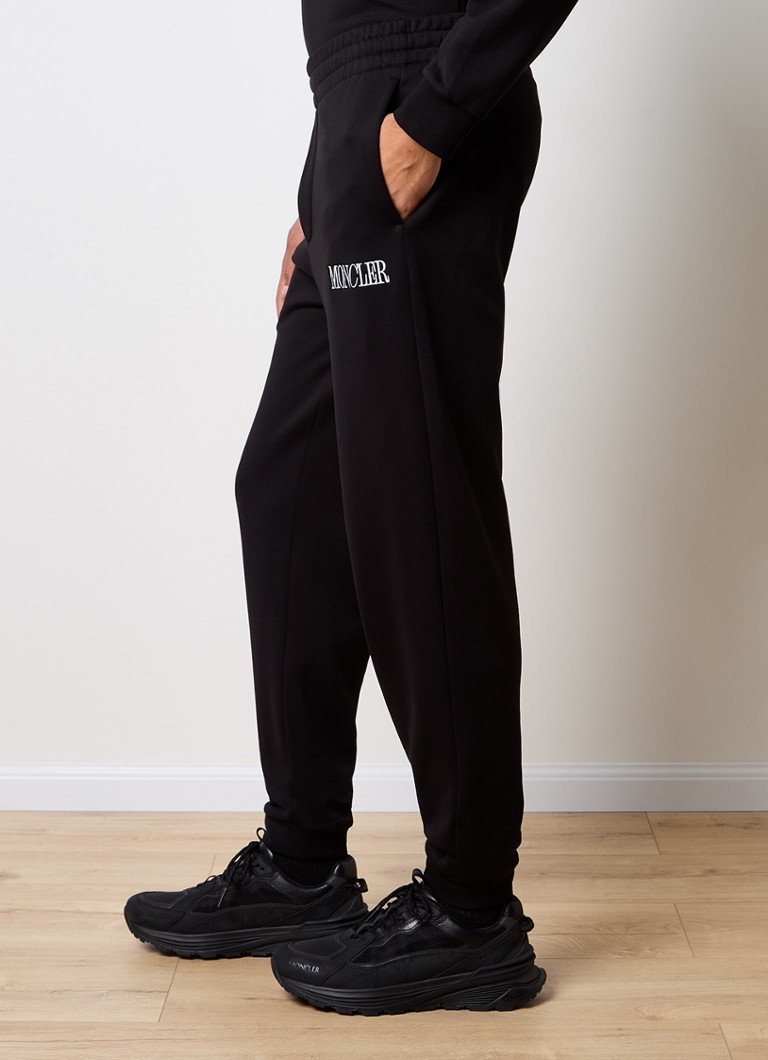 Moncler Tapered fit jogging trousers with logo embroidery and side pockets