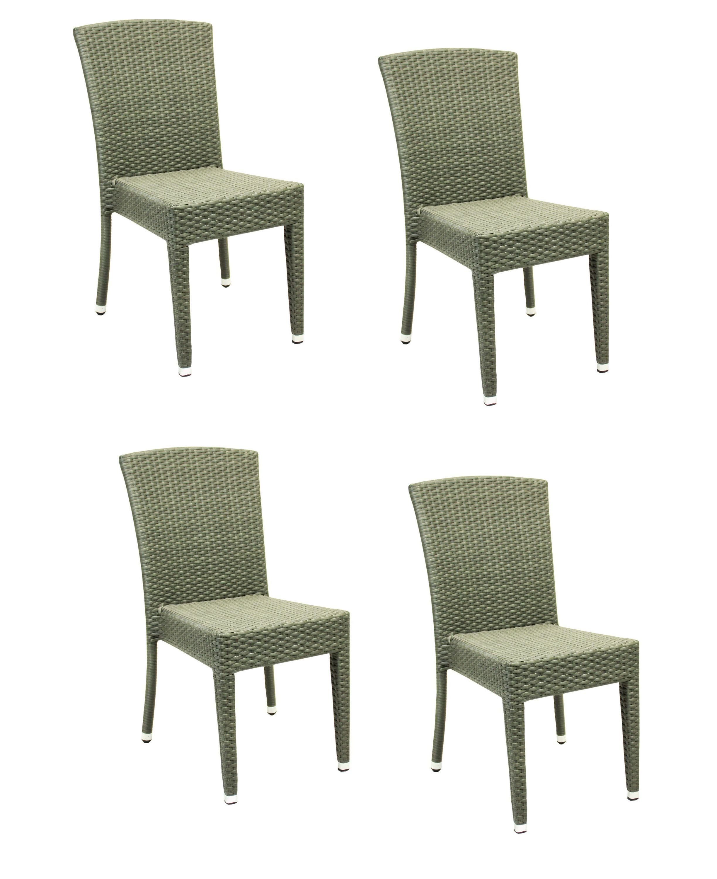 Konway Stapelstuhl MAUI (4 St), 4x KONWAY® MAUI Stapelstuhl Quarz Polyrattan Sessel stapelbar