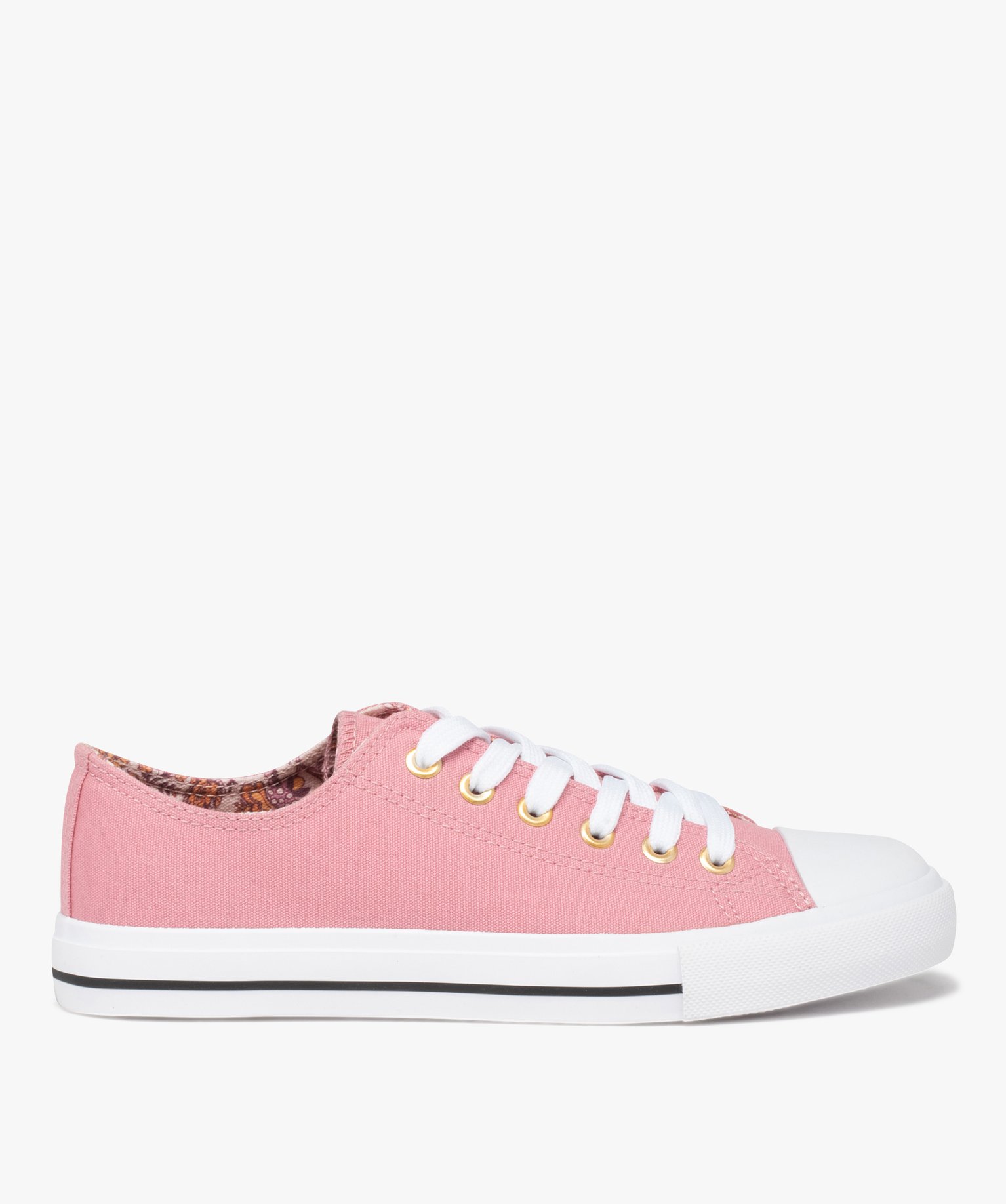Baskets femme en toile unie et bout renforcé rose | GEMO