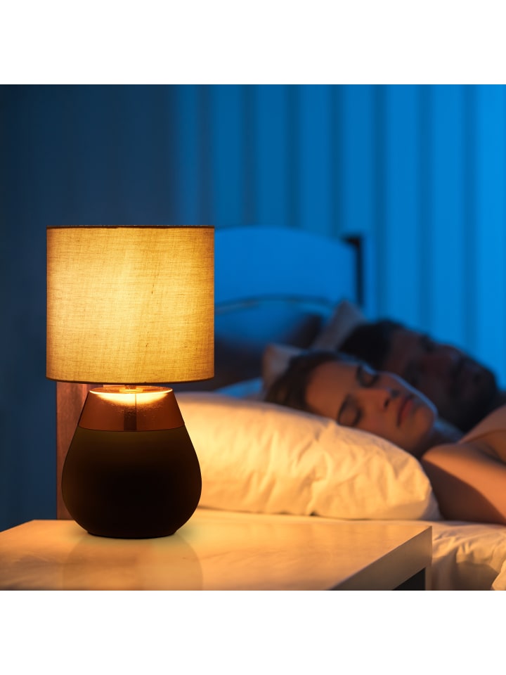 relaxdays Nachttischlampe in Grau/Kupfer - (H)32,5 x Ø 18 cm günstig kaufen onesize