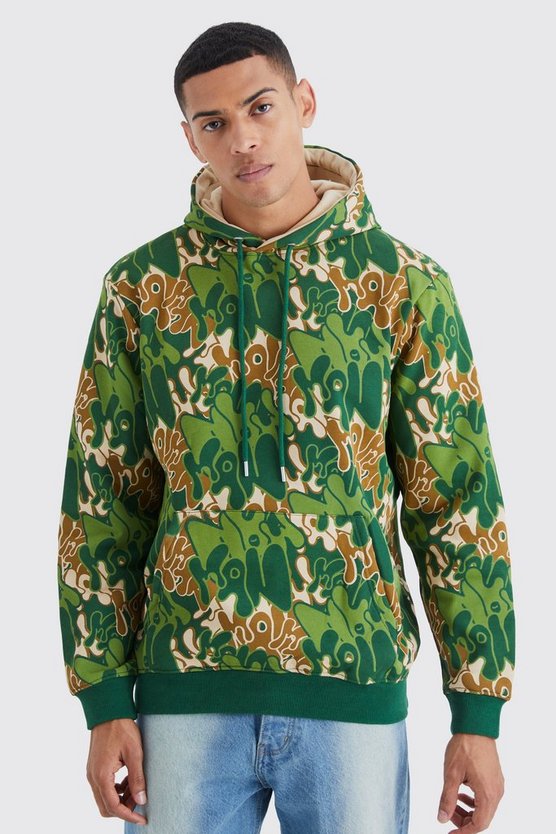 Man Camouflage Hoodie mit Print
