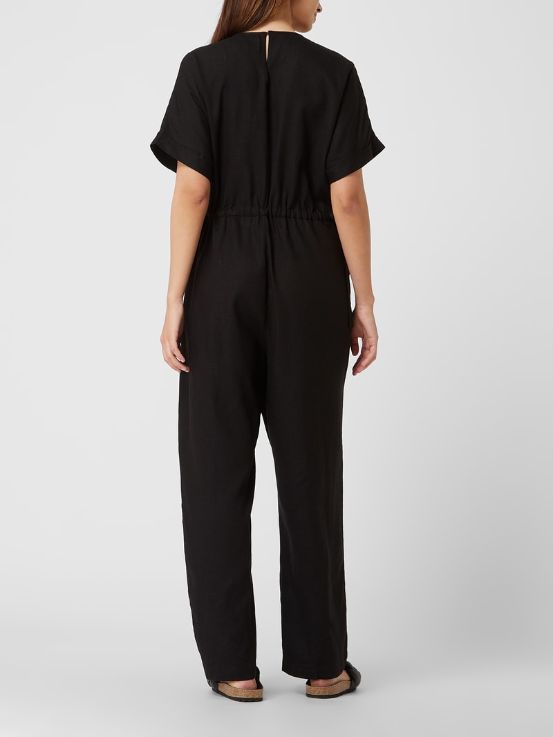 Jumpsuit mit Leinen-Anteil Modell 'Gulia' in schwarz