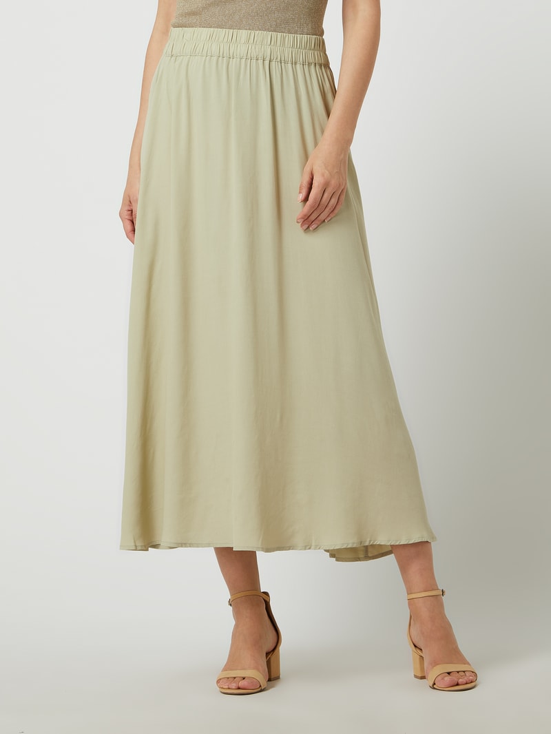 Midirock aus Viskose in beige