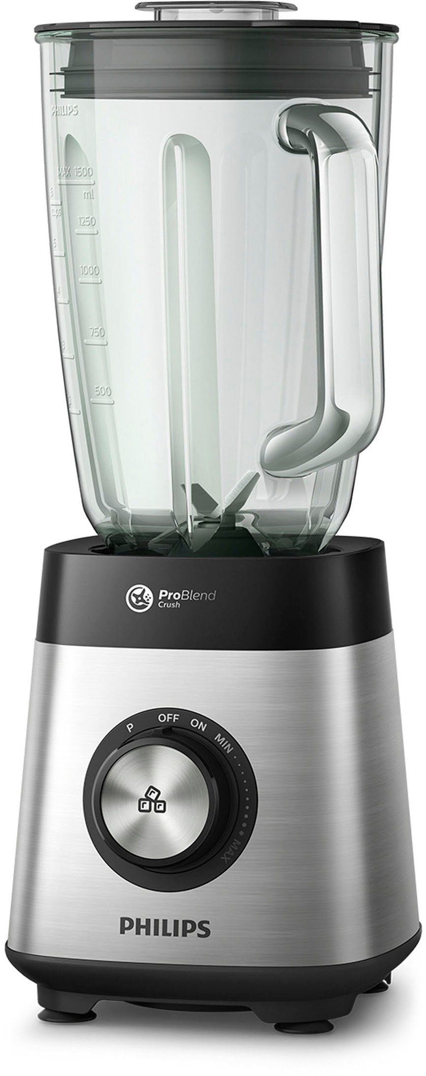 Philips Standmixer HR3573/90, 1000 W, 27.000 U/Min. und 1,5l Volumen, inkl. Glasbehälter mit Trinkaufsatz