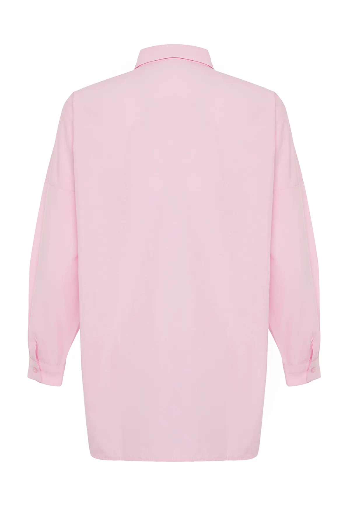 Trendyol Modest  Rosa Hemd aus gewebter Baumwolle mit Blumenapplikationen TCTSS24TG00030