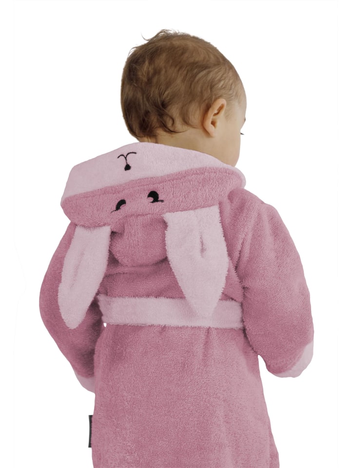 normani Baby Bademantel 'Malia' aus Bio-Baumwolle in Rosa / Alpaka günstig kaufen