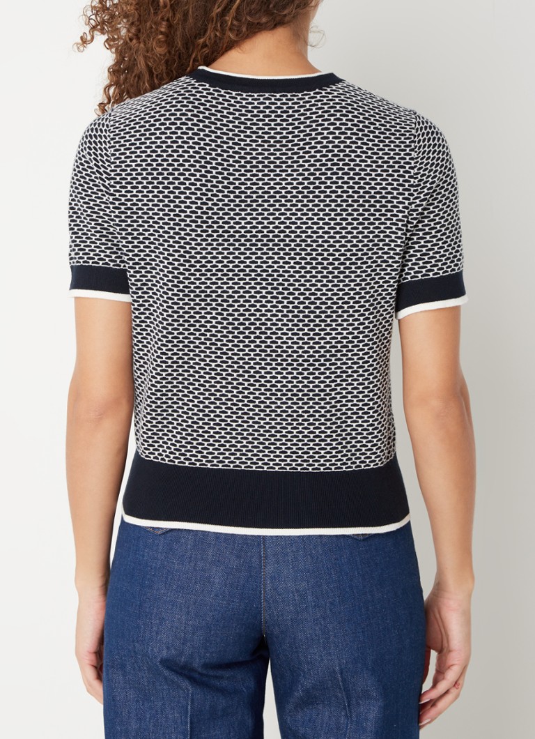 LKBennett Honey fine-knit top in merino wool blend with knitted-in pattern