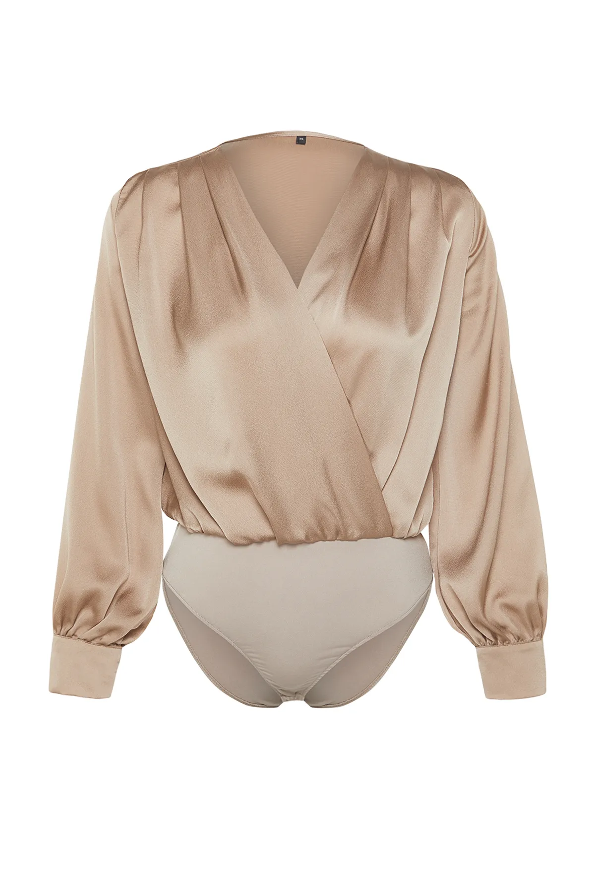 Trendyol Collection  Body aus Nerzsatin mit zweireihigem Kragen und Druckknopfdetail - TOFAW19BB0678