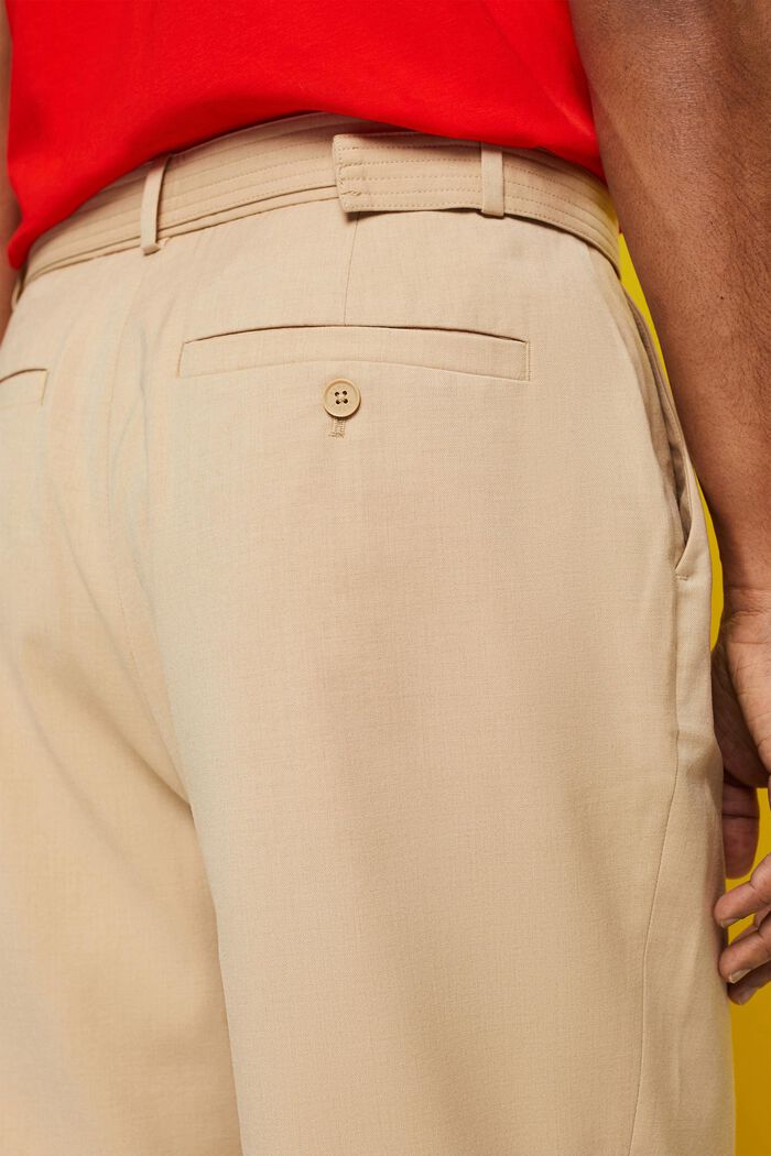 Hose mit weitem Bein und Gürtel, Wollmix