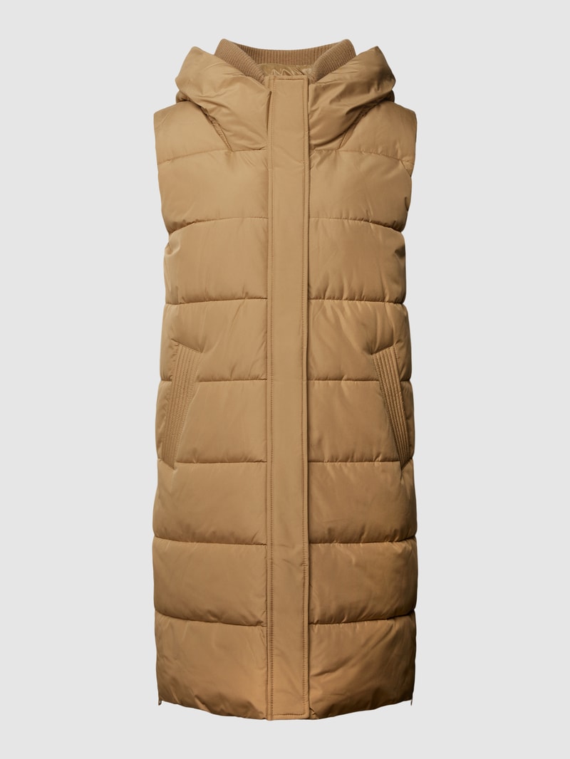 Steppweste mit Kapuze in beige