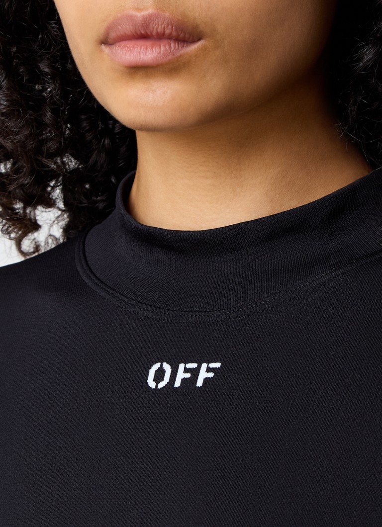 Bílý crop top s potiskem loga a strečem